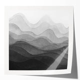 Large Bedroom Wall Decor – Abstract Black & White Landscape Art