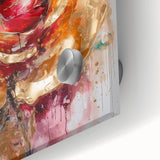 Luxury Gold & Red Rose - Modern Floral Living Room Wall Art