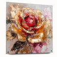 Luxury Gold & Red Rose - Modern Floral Living Room Wall Art