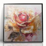 Luxury Gold & Red Rose - Modern Floral Living Room Wall Art