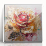 Luxury Gold & Red Rose - Modern Floral Living Room Wall Art