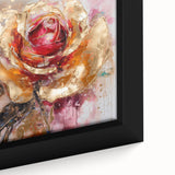 Luxury Gold & Red Rose - Modern Floral Living Room Wall Art
