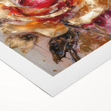 Luxury Gold & Red Rose - Modern Floral Living Room Wall Art