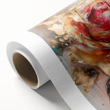 Luxury Gold & Red Rose - Modern Floral Living Room Wall Art