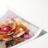 Luxury Gold & Red Rose - Modern Floral Living Room Wall Art