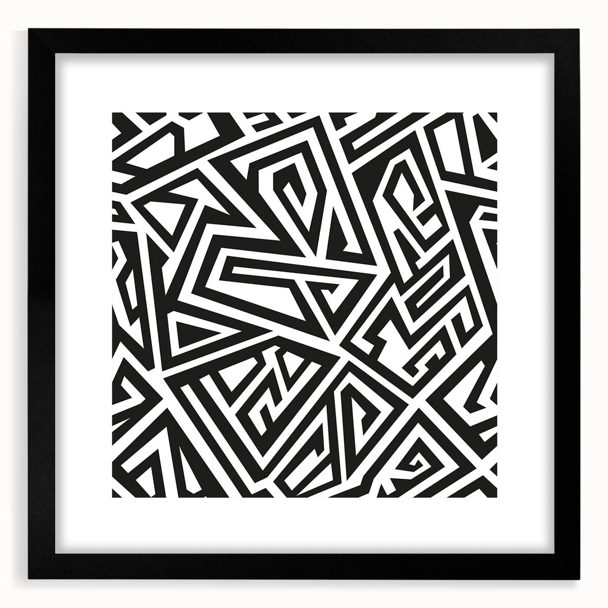 Black and White Office Wall Art – Abstract Geometric Maze Design
