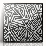 Black and White Office Wall Art – Abstract Geometric Maze Design