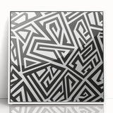 Black and White Office Wall Art – Abstract Geometric Maze Design