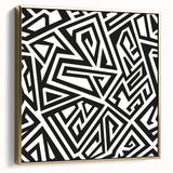 Black and White Office Wall Art – Abstract Geometric Maze Design