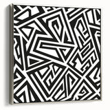 Black and White Office Wall Art – Abstract Geometric Maze Design
