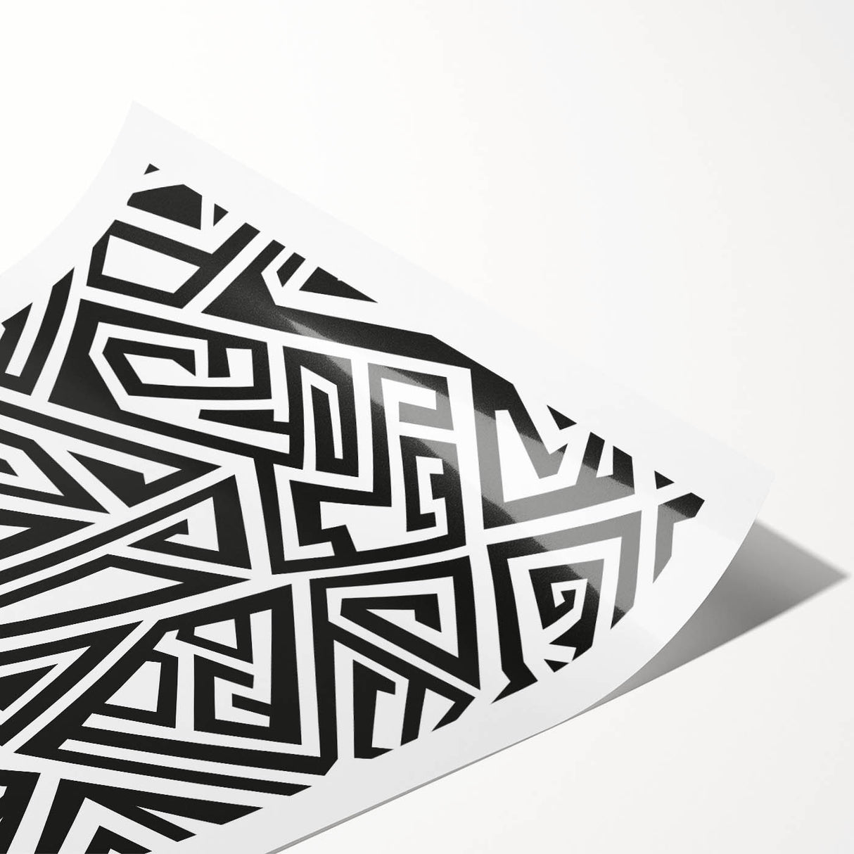 Black and White Office Wall Art – Abstract Geometric Maze Design