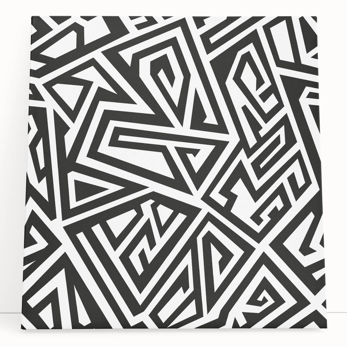 Black and White Office Wall Art – Abstract Geometric Maze Design