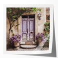 Extra large floral art on glossy print, featuring a French door design in muted earth tones.