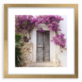 Extra large abstract art print featuring a textured depiction of a Greek door, in muted gold and white tones.