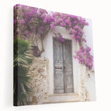 Side view of a large stretched canvas depicting a detailed Greek door architecture, ideal for kitchen wall art.