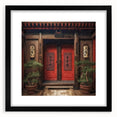 Extra large abstract art print featuring a textured, colorful depiction of a Japanese door.