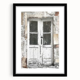 Extra large framed wall art featuring a rustic Italian door in vibrant, textured colors, ideal for living room decor.