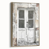 Rustic Italian door design on framed canvas in gold and black tones, ideal for bedroom wall decor.