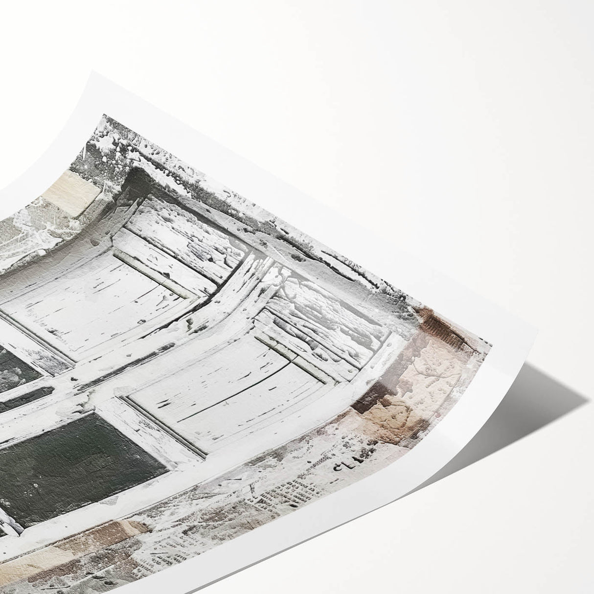 Extra large wall art featuring a rustic Italian door design in muted earth tones on a rolled print.