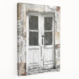 Rustic Italian door design on stretched canvas, depicting earthy tones, suitable for kitchen wall art.