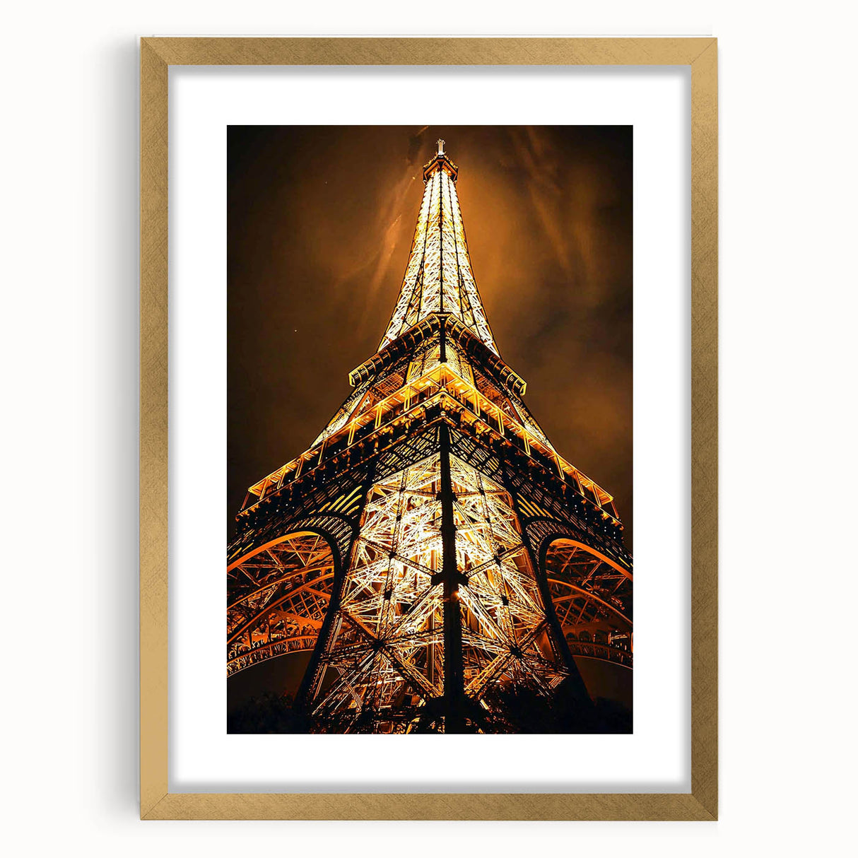 Extra large abstract art print featuring textured swirls in gold and white, framed, suitable for living room decor.