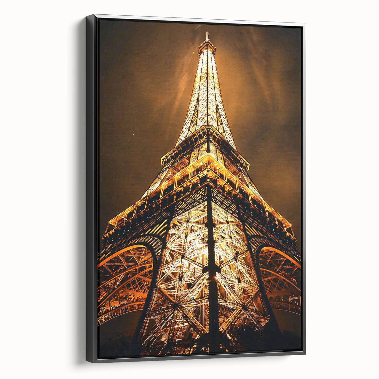 Framed canvas featuring a black and white vintage poster of architectural landscape, ideal for bedroom wall art.