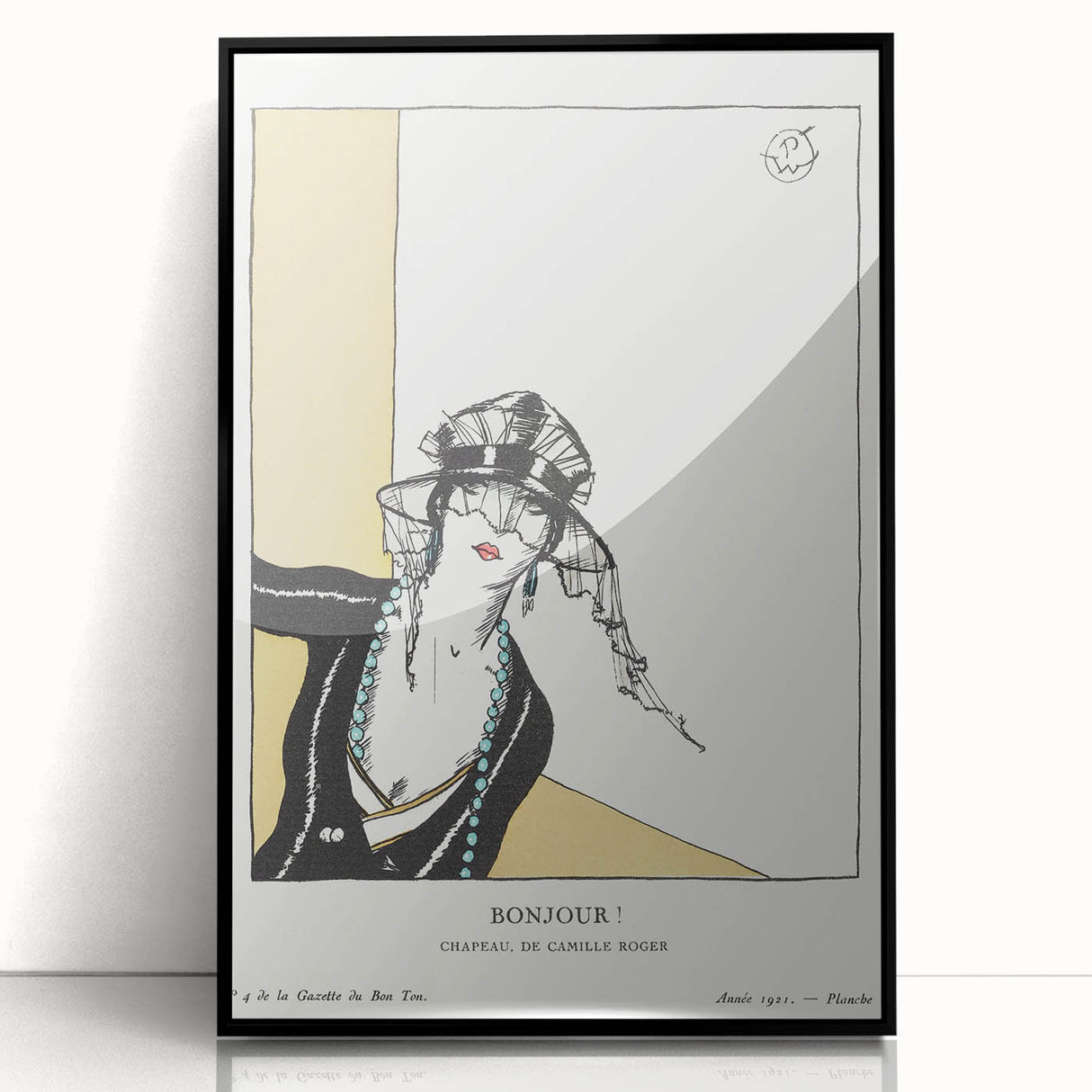 Chic Art Deco Wall Art – Elegant Woman in Stylish Hat and Jewelry