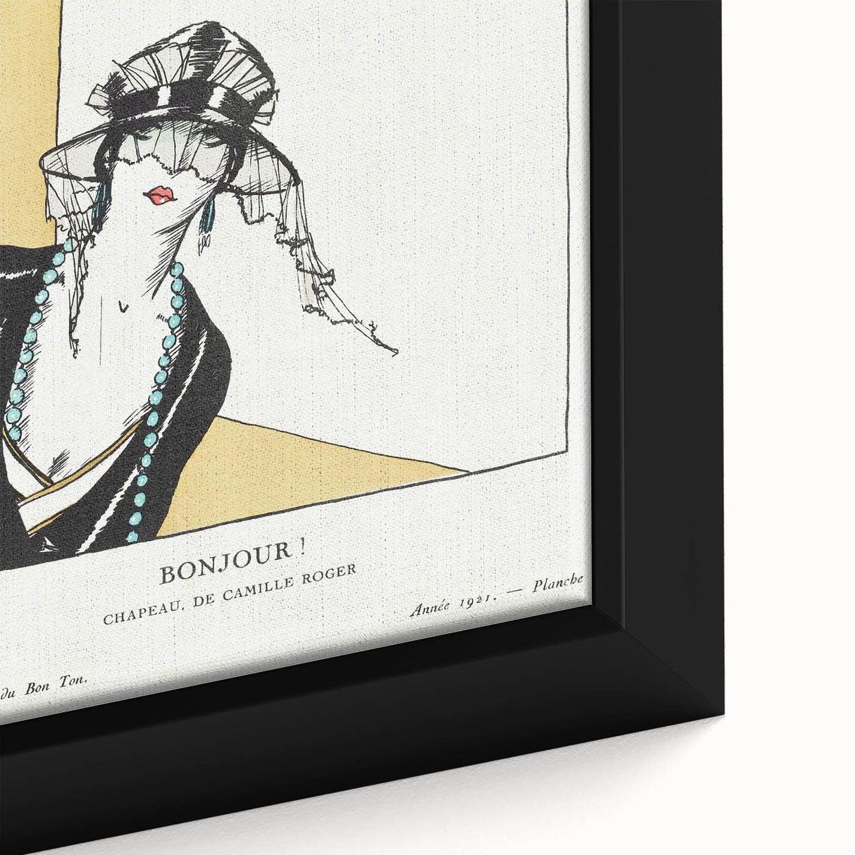 Chic Art Deco Wall Art – Elegant Woman in Stylish Hat and Jewelry