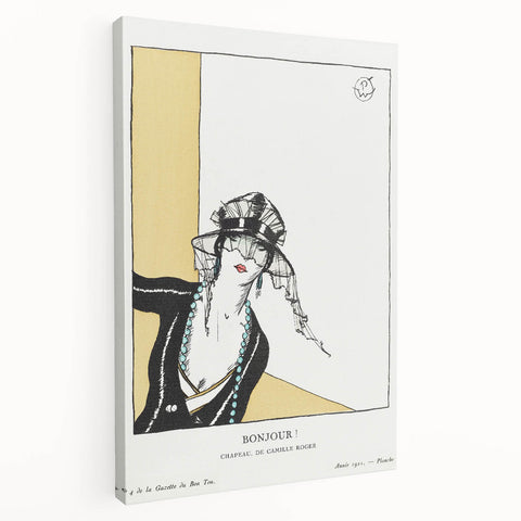 Chic Art Deco Wall Art – Elegant Woman in Stylish Hat and Jewelry