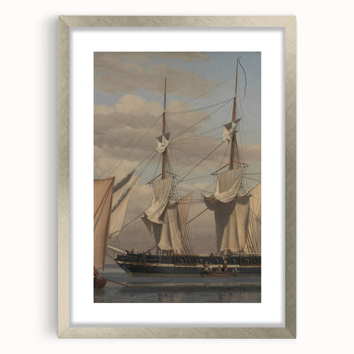 Neoclassical Naval Brig at Anchor Print - Maritime Art by Eckersberg