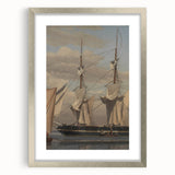 Neoclassical Naval Brig at Anchor Print - Maritime Art by Eckersberg