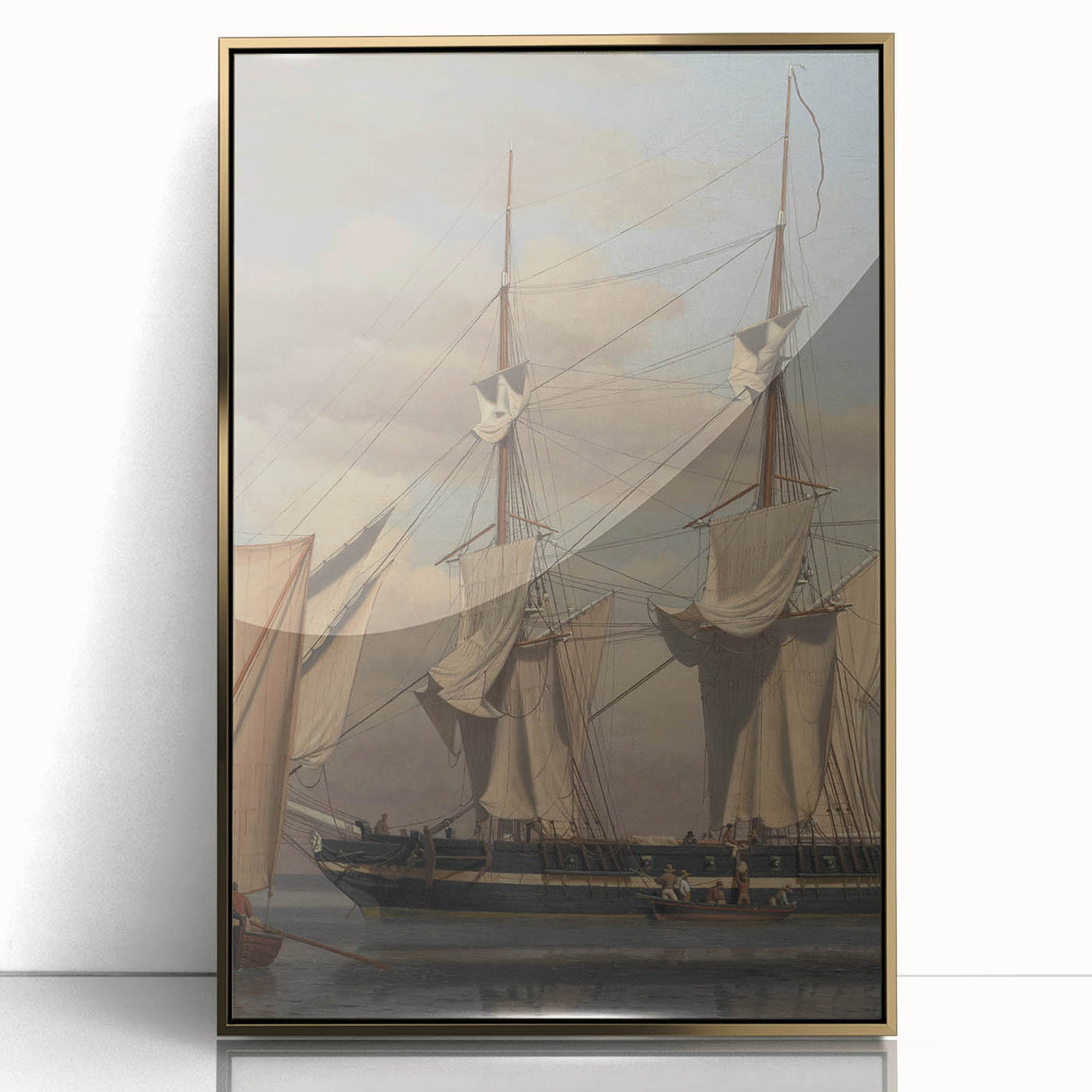 Neoclassical Naval Brig at Anchor Print - Maritime Art by Eckersberg