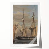 Neoclassical Naval Brig at Anchor Print - Maritime Art by Eckersberg