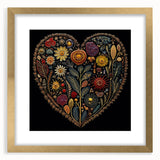 Framed botanical wall art featuring vibrant flowers and leafy designs, elegantly presented with a gold mat, perfect for enhancing any home decor.