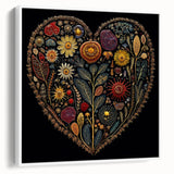 Framed canvas wall art displaying an elegant floral and botanical design in soft colors, showcased from a side view against a white background, perfect for home decor.