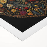 Floral and botanical wall art design on rolled canvas, showcasing vibrant colors and intricate leaf patterns, ideal for enhancing home decor aesthetics.