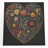 Vibrant wall art featuring a floral and botanical design on a stretched canvas, showcasing intricate leaves and colorful flowers, perfect for modern home decor.