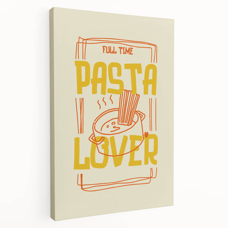 A canvas print featuring a variety of illustrated food dishes in vibrant colors, ideal for kitchen wall art.