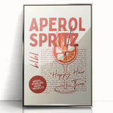 Mid-century modernist art depicting colorful cocktails on a silver-framed acrylic print, suitable for modern kitchen decor.