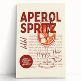 Large stretched canvas depicting vibrant food and drink illustrations, ideal for kitchen wall art.