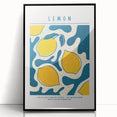Large abstract wall art featuring an assortment of fruits in bold, colorful patterns on a framed acrylic print.