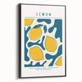 Black and white framed canvas featuring a vintage poster of assorted fruits, ideal for bedroom wall decor.