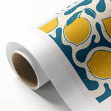 Art Deco style poster featuring vibrant fruits on a rolled canvas, ideal for nursery wall art or dining room decor.