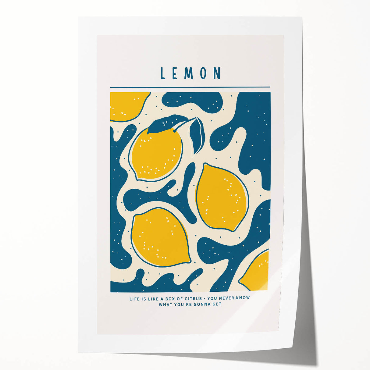 Extra large rolled print of vibrant, colorful fruit-themed art, ideal for dining room or bathroom wall decor.