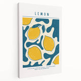 Large wall art on stretched canvas featuring an assortment of fruits in vibrant colors, ideal for kitchen decor.