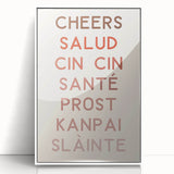 Art deco poster featuring a stylized food illustration in bold black and white colors, framed acrylic.