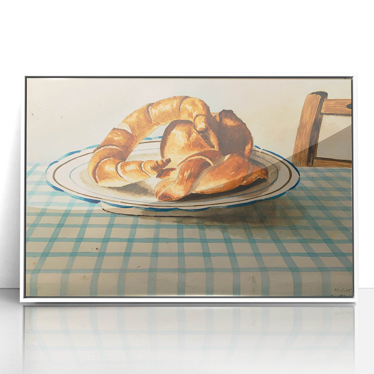 Art deco poster featuring assorted pastries in soft pastel colors on a framed acrylic, ideal for nursery wall art.