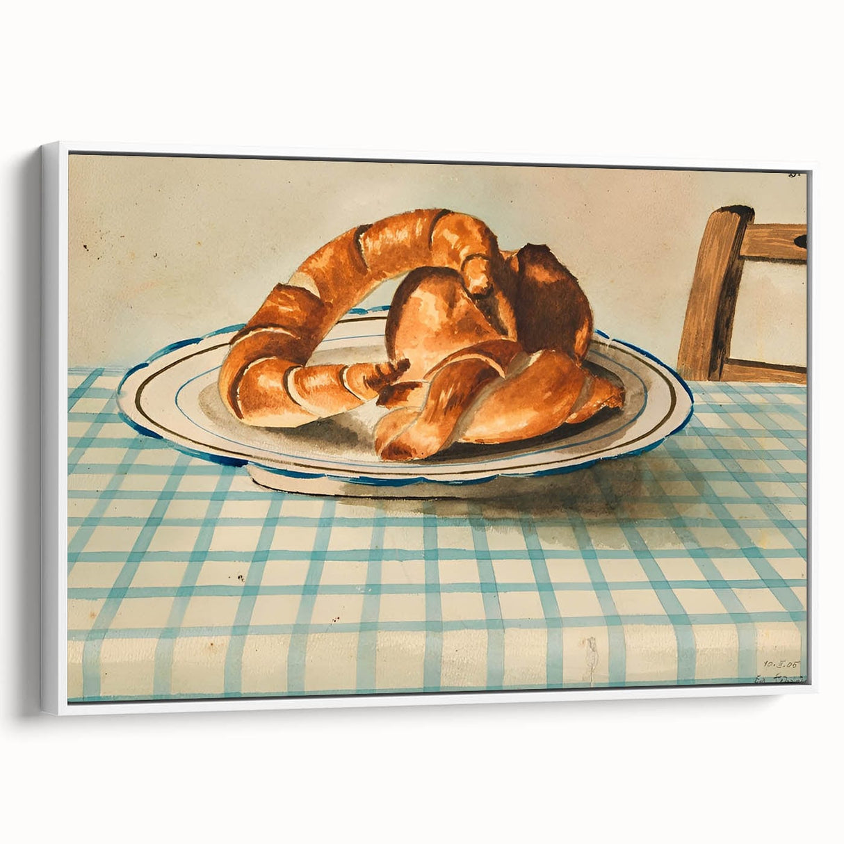 Framed canvas vintage poster art of colorful pastries on a black background, suitable for extra large living room decor.