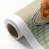 Art deco poster of pastel-colored pastries on a rolled canvas, suitable for nursery or dining room wall art.