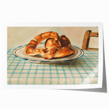 Rolled canvas print featuring an assortment of pastries in soft pastel colors, suitable for dining room or kitchen decor.
